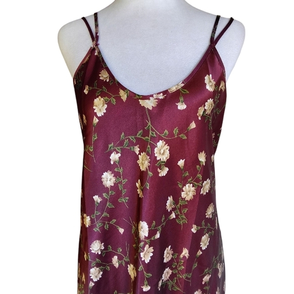 Vintage Barbizon Satin Floral Strappy Full Length Slip Dress Size Large - Picture 4 of 8